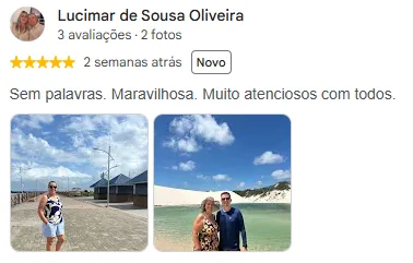 Avaliação 5 estrelas de Lucimar de Sousa Oliveira no Google: Sem palavras. Maravilhosa. Muito atenciosos com todos.
